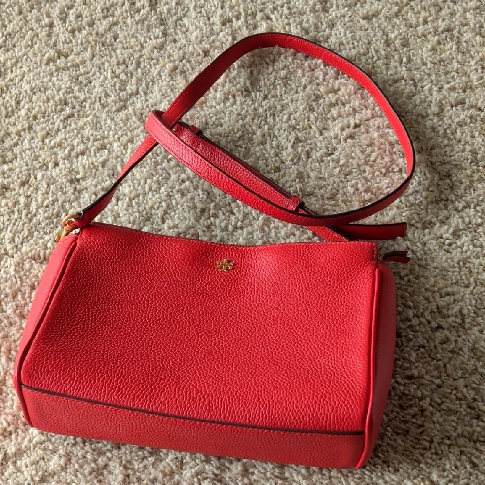 Tory Burch Red Textured Shoulder Bag